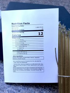 Brud Coffee Focus Sticks Nutrition Label